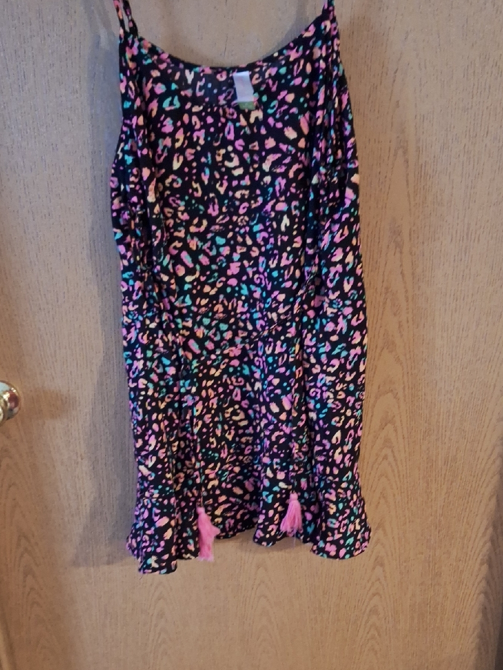 No Boundaries Black Leopard Print Sundress with Pink and Teal Accents